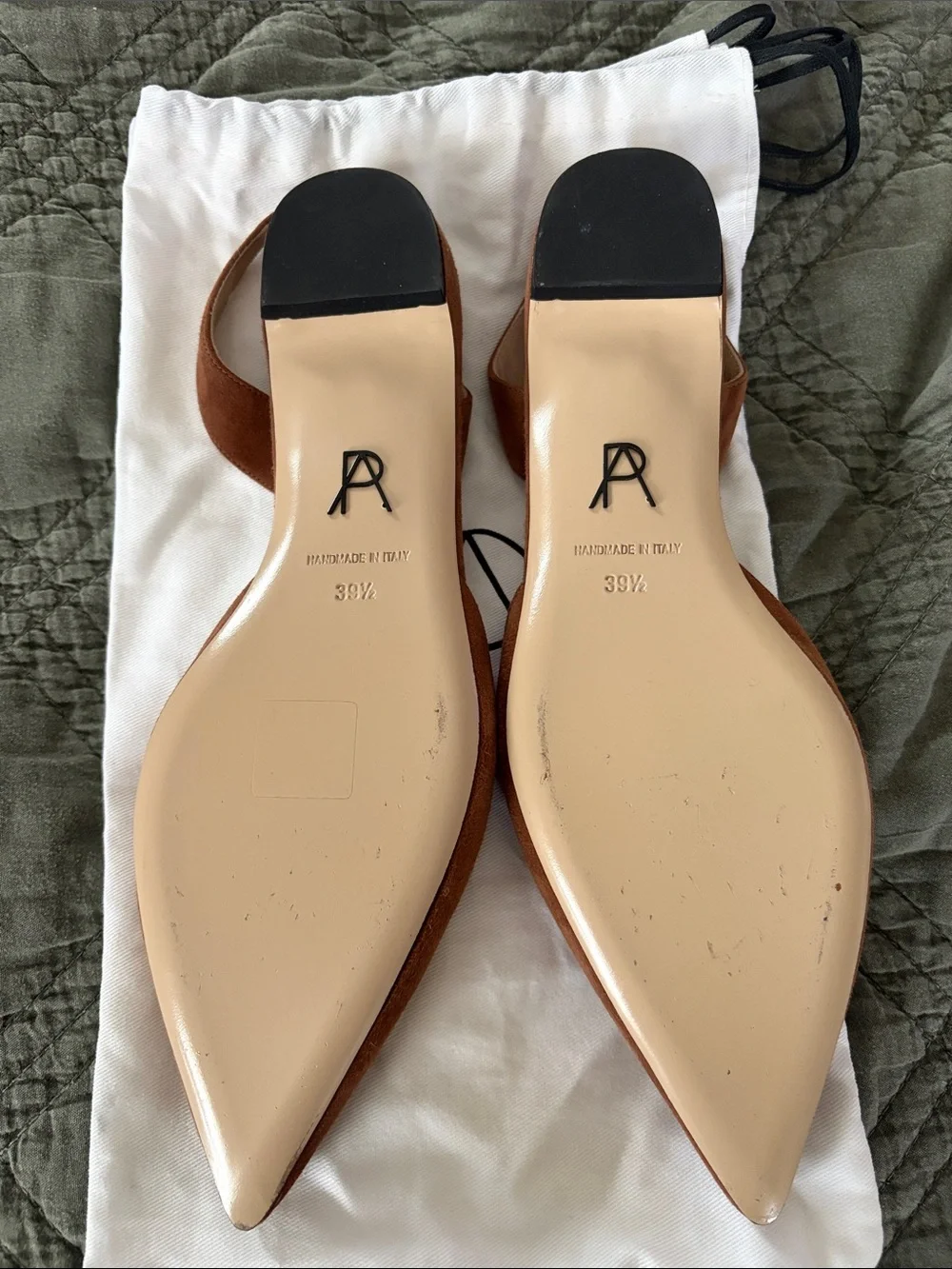 Paul Andrew Brown Suede Pointed-Toe Slingback Flats